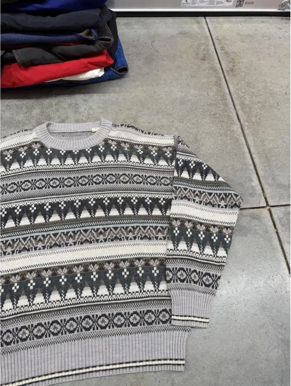 vintage beige olive green and tan striped knit sweater size xl